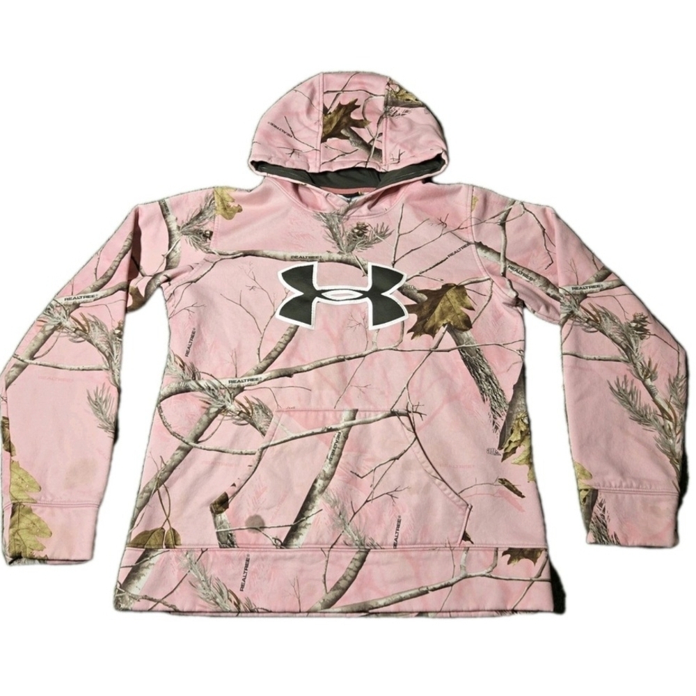 Under Armour Pink Camouflage Realtree Hunting Hoodie. Size L.
